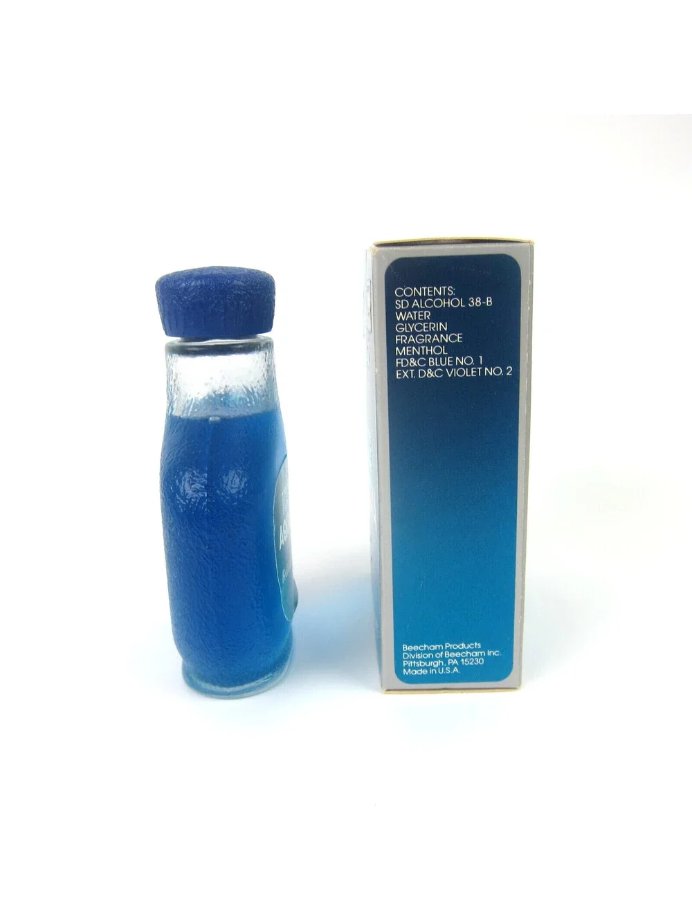 Vintage Aqua Velva Ice Blue Cooling After Shave 4 oz Glass Bottle & Box 1980s